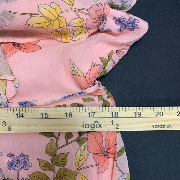 Tommy Hilfiger Pink Chiffon Floral Dress Flowy‎ Fit & Flare Cottage Core Size 16 - Picture 13 of 15